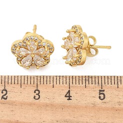 Ohrstecker mit Gestellplattierung aus Messing mit Mikropavé und klaren Zirkonia&nbsp;EJEW-H149-01G