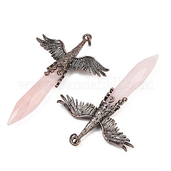 Grands pendentifs en quartz rose naturel facetté&nbsp;G-T145-01R-01