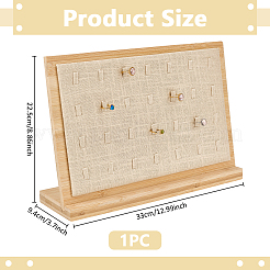 Schmuckring-Organizer-Ausstellungsständer aus Holz mit 28 Schlitz und schräger Rückseite und Leinenstoffmatte&nbsp;ODIS-WH0043-266