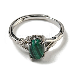 Anelli ovali regolabili in malachite naturale&nbsp;RJEW-Q818-01P-07A