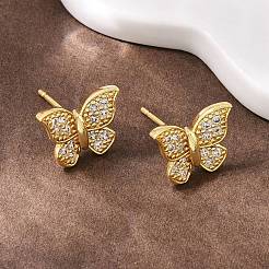 Boucles d'oreilles en laiton zircon cubique micro pavé clair&nbsp;EJEW-F400-02B-G