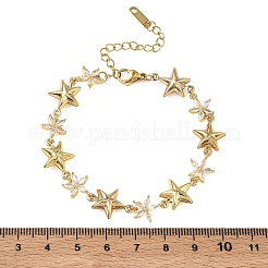 Bracelets à maillons en acier inoxydable 304 sertis de zirconiums cubiques transparents pour femmes&nbsp;BJEW-A169-11G