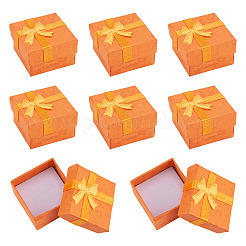 Quadratische Geschenkboxen aus Papier für Schmuckringe mit Schleife&nbsp;CON-TAC0010-80A