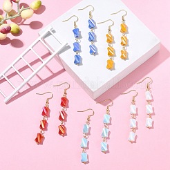 Pendientes colgantes con borlas de cuentas de vidrio y pasadores de acero inoxidable 304&nbsp;EJEW-JE05334