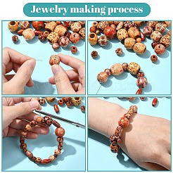 200pcs 8 styles de perles de bois imprimées&nbsp;WOOD-YW0001-26