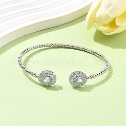 Ovale Messing-Armreif- und Ring-Sets mit Mikropflaster und Zirkonia für Damen&nbsp;SJEW-R002-03P-01