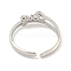 Anello aperto con polsino in acciaio inossidabile 304 anti-ossidazione per donna con scritta 