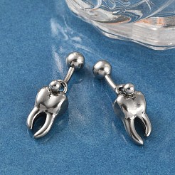 Bauchnabelringe aus chirurgischem Edelstahl 316 mit Zahn&nbsp;EJEW-G416-13AS