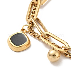Mehrreihiges Armband aus Kunstharz mit Rhomben und runden Kugeln&nbsp;BJEW-G639-29G