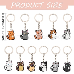11 porte-clés pendentif en PVC en forme de chat&nbsp;KEYC-YW0001-22