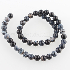 Agate noire naturelle chapelets de perles rondes&nbsp;G-E233-04