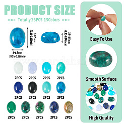 26 pezzo 13 stili di agata sintetica blu pizzo e pietra nera e giada bianca naturale e cabochon di amazzonite e unakite&nbsp;G-TA0003-28B