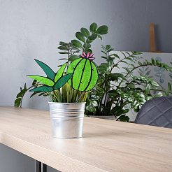 3 pièce de 3 ornements en pot en acrylique teinté de style cactus/agave aloès&nbsp;DJEW-GL0001-05