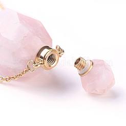 Colliers pendants de bouteille de parfum avec quartz rose naturel&nbsp;NJEW-G325-02G