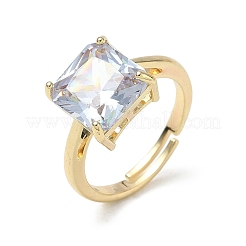 Anillos de latón y circonita cúbica transparente&nbsp;CU-CBA7E55-13G
