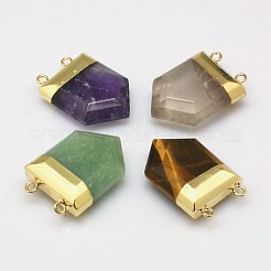 Edelsteinpunkt-Anhänger mit goldenen Messing Zubehör&nbsp;G-P053-G32