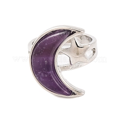 Anelli regolabili con ametista naturale luna e stella&nbsp;G-B085-18P-03