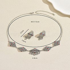Ohrringe und Halsketten-Sets im Ethno-Stil aus Messing mit hohlen&nbsp;BO1071