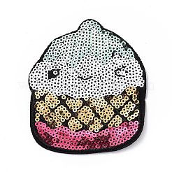 Patches zum Aufbügeln aus Polyester und Paillettenstickereien zum Thema Sommeressen&nbsp;PATC-WH0001-125