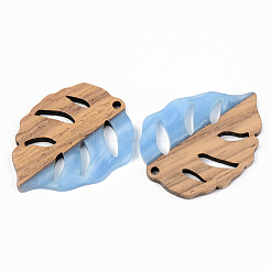 Pendentifs en résine opaque et bois de noyer&nbsp;RESI-S389-003A-C