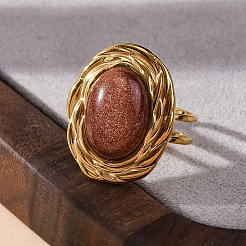 Anelli ovali in pietra d'oro sintetica&nbsp;RJEW-M063-01G-19