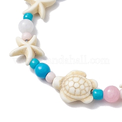 Set di braccialetti con perline intrecciate turchesi sintetiche 3 pz 3 stili stelle marine e tartarughe&nbsp;BJEW-JB10348