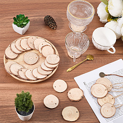 30 pendentif rond plat en copeaux de bois non finis&nbsp;WOOD-CP0001-14A
