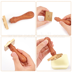 Set mit Wachssiegelstempelkopf aus Messing und Griff aus Birnbaumholz&nbsp;AJEW-OC0002-85F