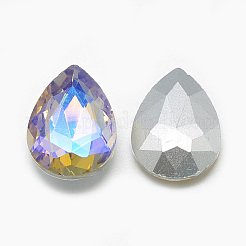 Cabochons en verre avec strass de dos avec point&nbsp;RGLA-T017-13x18mm-09