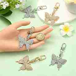 3 ciondolo a forma di farfalla con strass in lega&nbsp;HJEW-YW00206