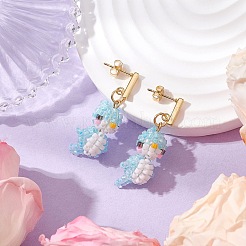 Clous d'oreilles en verre&nbsp;EJEW-MZ00257-02