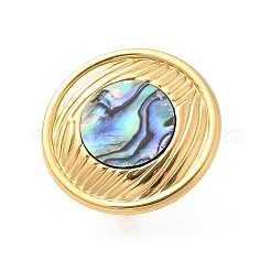 Anillos de dedo de concha de paua de acero inoxidable 304 planos y redondos para mujer&nbsp;RJEW-G346-05G-01