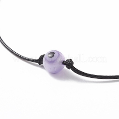 5 pièces 5 couleurs au chalumeau mauvais œil rond perlé pendentif colliers ensemble avec cordon en polyester ciré pour les femmes&nbsp;NJEW-JN04024