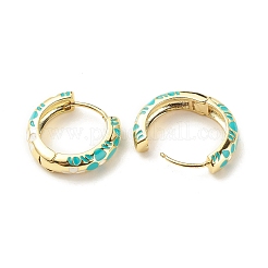 Orecchini a cerchio in smalto fiore&nbsp;LS-EJEW-G290-03G-E