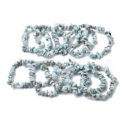 Braccialetti elastici con perline di larimar naturale per uomo e donna&nbsp;BJEW-C145-01A