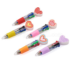 15 penna a sfera multicolore a forma di cuore in plastica da 5 colori&nbsp;AJEW-TA0005-79