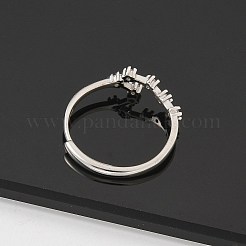 Verstellbare Ringe aus rhodiniertem Sterlingsilber mit Mikropflaster und klarem Zirkonia für Damen&nbsp;RJEW-P130-01P-B