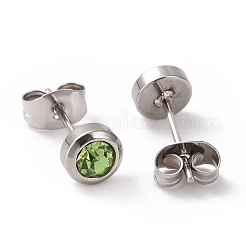 Orecchini a bottone con colonna di strass&nbsp;EJEW-H357-04P-05