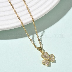 Collane con ciondolo in ottone micro pavé di zirconi cubici trasparenti&nbsp;NJEW-D341-12B-G
