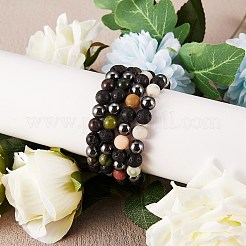 4 stücke 4 stil natürliche edelstein runde perlen stretch armbänder set&nbsp;BJEW-SZ0002-19