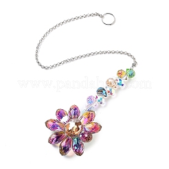 Atrapasueños colgantes de flores de vidrio&nbsp;HJEW-C009-01F