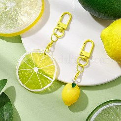 2 pieza de adornos colgantes de resina de limón&nbsp;HJEW-JM02549