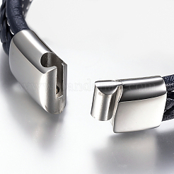 Braccialetti da uomo in cordoncino di cuoio intrecciato&nbsp;BJEW-H559-15F