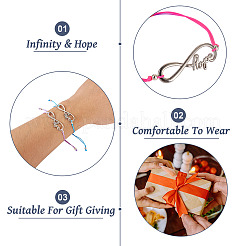 Set di 10 braccialetti Infinity in lega a 10 colori con speranza&nbsp;BJEW-TAC0008-02