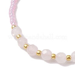 Verstellbare Armbänder aus natürlichem Rosenquarz und geflochtenen Saatperlen&nbsp;BJEW-JB10181-05