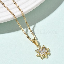 Messing Micro Pave klar Zirkonia Anhänger 304 Edelstahl Kette Halsketten für Frauen&nbsp;NJEW-D341-12A-G