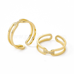 Anillo de acero inoxidable 304 con circonita cúbica y baño de iones (IP) para mujer&nbsp;RJEW-C060-27G