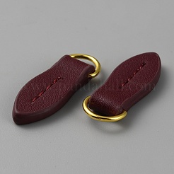 Reißverschlussköpfe aus Leder in Blattform&nbsp;FIND-WH0139-145A