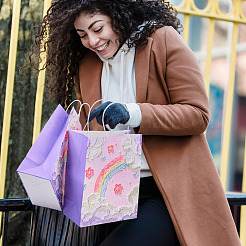 6 sac cadeau en papier imprimé de fleurs&nbsp;ABAG-TADJ0001-08B