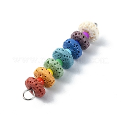 Pendentifs ronds plats teints en pierre de lave naturelle chakra&nbsp;PALLOY-JF02528-02